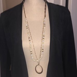 S&D Layered Gold and White Beaded Necklace